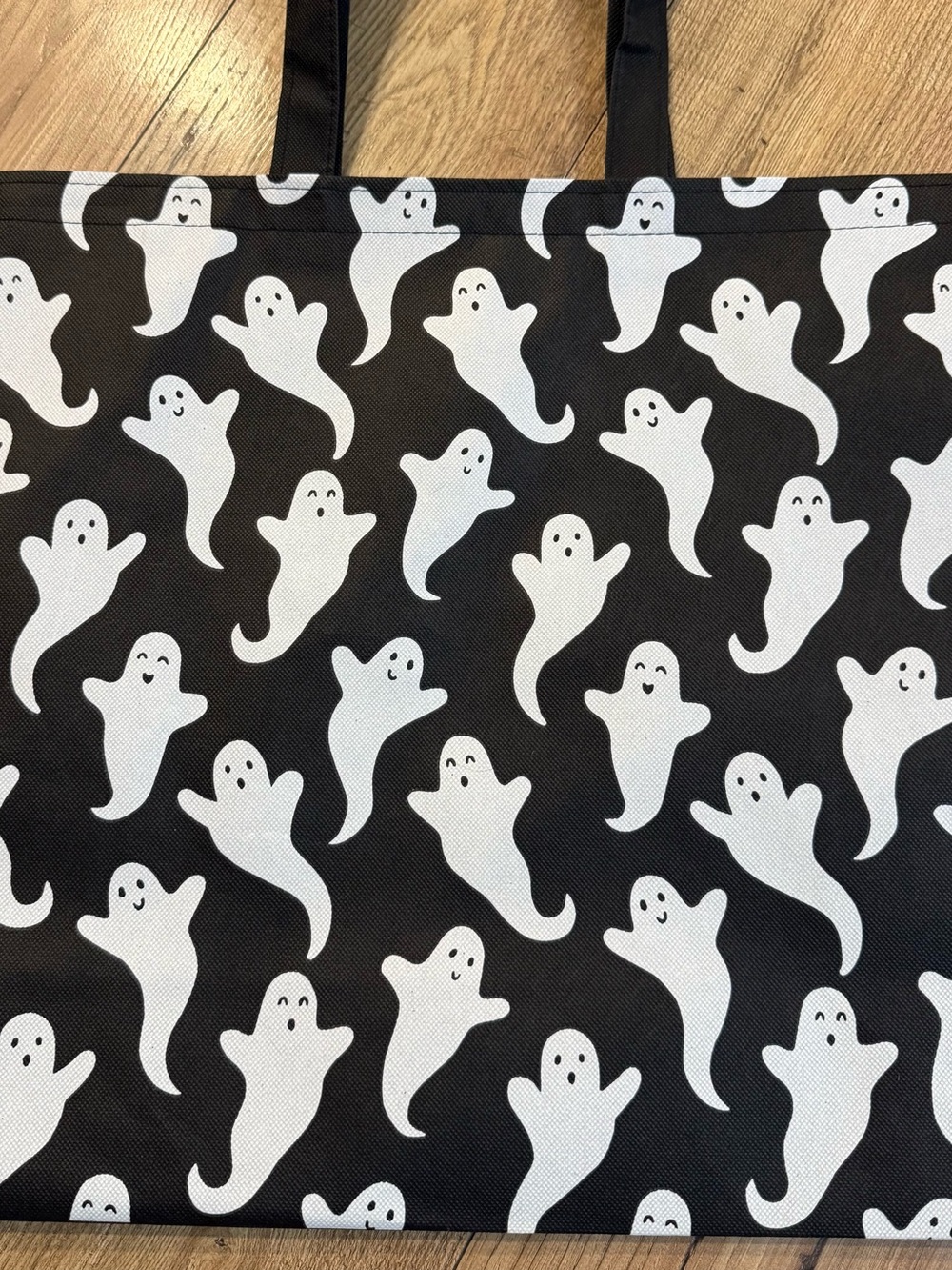 TJ Maxx reusable 👻Ghost Print Tote Bag in Black and White NWT Glow in the dark.👻